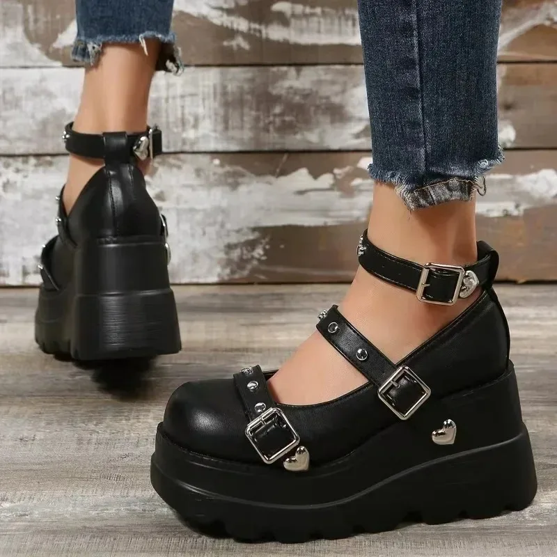 Women Pumps Mary Jane Super High Heel Platform Wedge Spring Ladies Sandals Belt Buckle Classic Sweet Punk Female Lolita Shoes Women Pumps Mary Jane Super High Heel Platform Wedge Spring Ladies Sandals Belt Buckle Classic Sweet Punk Female Lolita Shoes