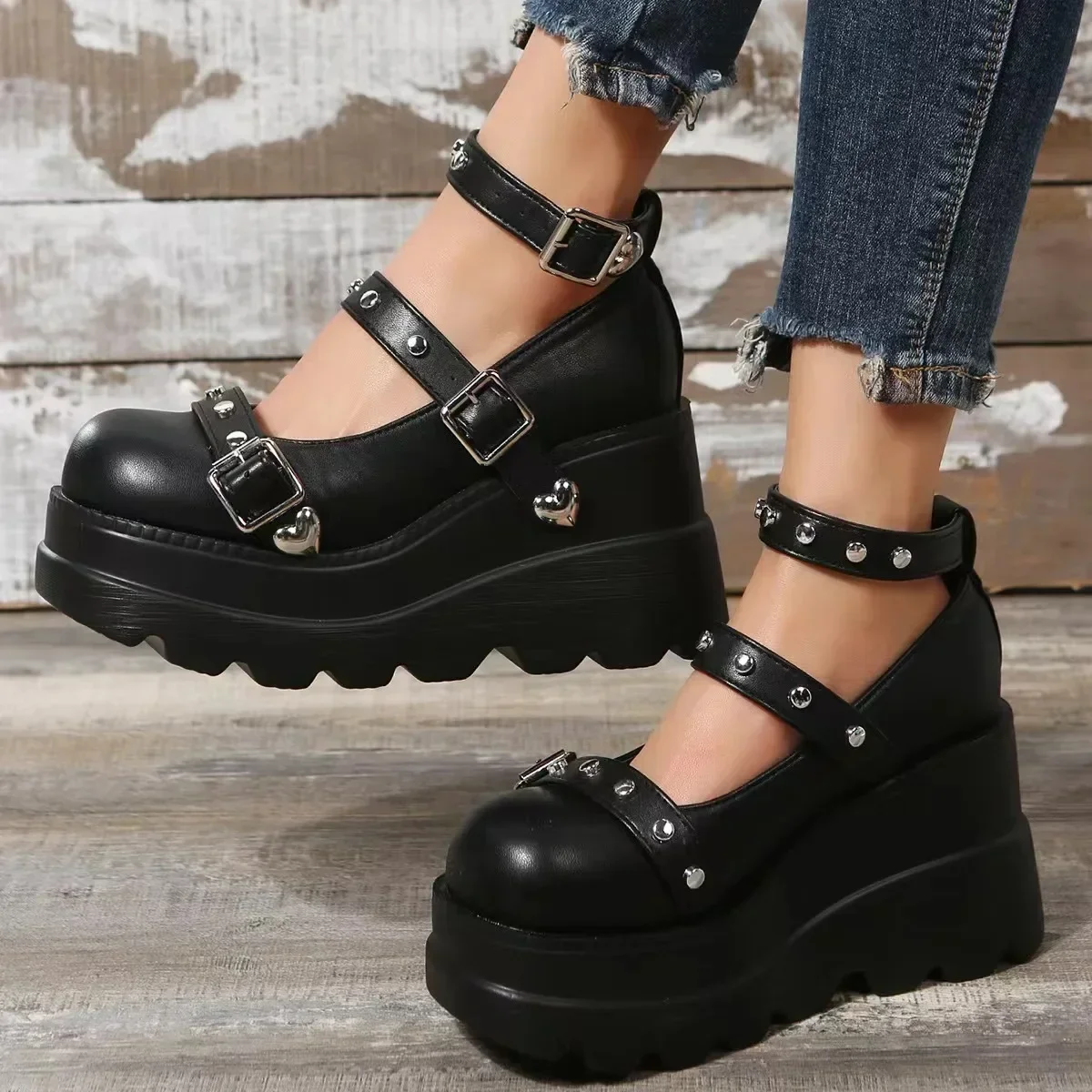 Women Pumps Mary Jane Super High Heel Platform Wedge Spring Ladies Sandals Belt Buckle Classic Sweet Punk Female Lolita Shoes Women Pumps Mary Jane Super High Heel Platform Wedge Spring Ladies Sandals Belt Buckle Classic Sweet Punk Female Lolita Shoes