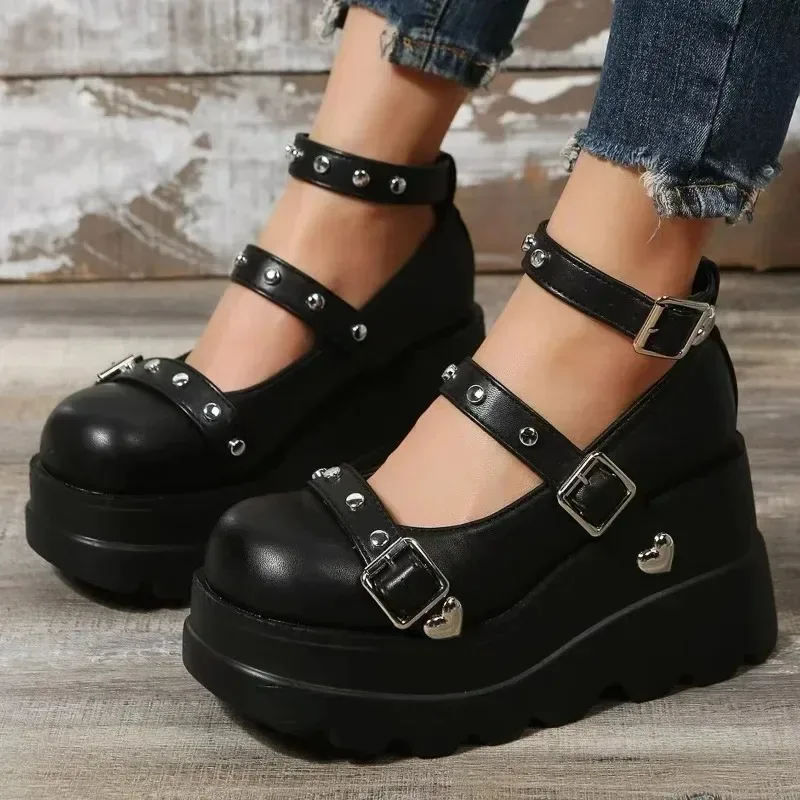Women Pumps Mary Jane Super High Heel Platform Wedge Spring Ladies Sandals Belt Buckle Classic Sweet Punk Female Lolita Shoes Women Pumps Mary Jane Super High Heel Platform Wedge Spring Ladies Sandals Belt Buckle Classic Sweet Punk Female Lolita Shoes