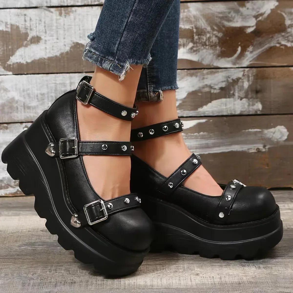 Women Pumps Mary Jane Super High Heel Platform Wedge Spring Ladies Sandals Belt Buckle Classic Sweet Punk Female Lolita Shoes Women Pumps Mary Jane Super High Heel Platform Wedge Spring Ladies Sandals Belt Buckle Classic Sweet Punk Female Lolita Shoes