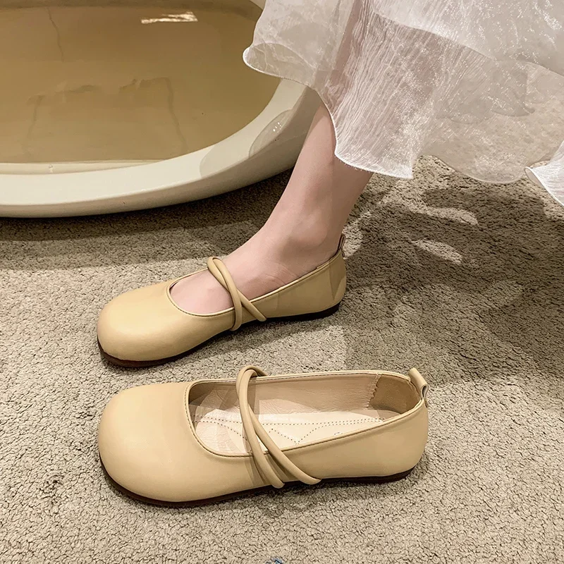 Shoes Woman Casual Female Sneakers Soft All-Match Shallow Mouth Flats Round Toe New Moccasin Grandma Summer Dress Mary Jane