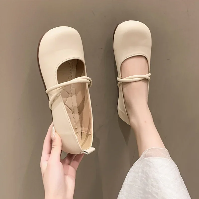 Shoes Woman Casual Female Sneakers Soft All-Match Shallow Mouth Flats Round Toe New Moccasin Grandma Summer Dress Mary Jane