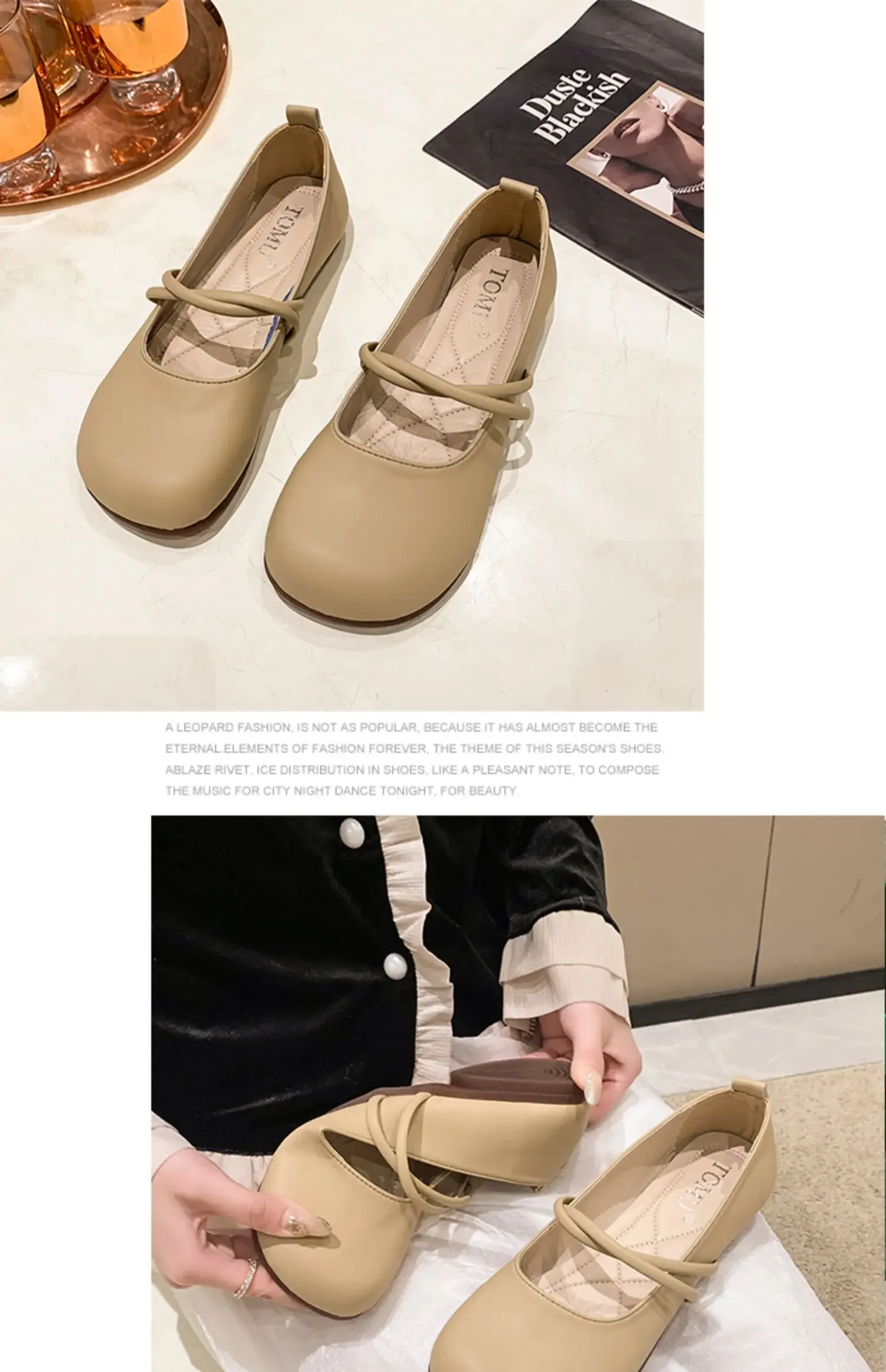Shoes Woman Casual Female Sneakers Soft All-Match Shallow Mouth Flats Round Toe New Moccasin Grandma Summer Dress Mary Jane