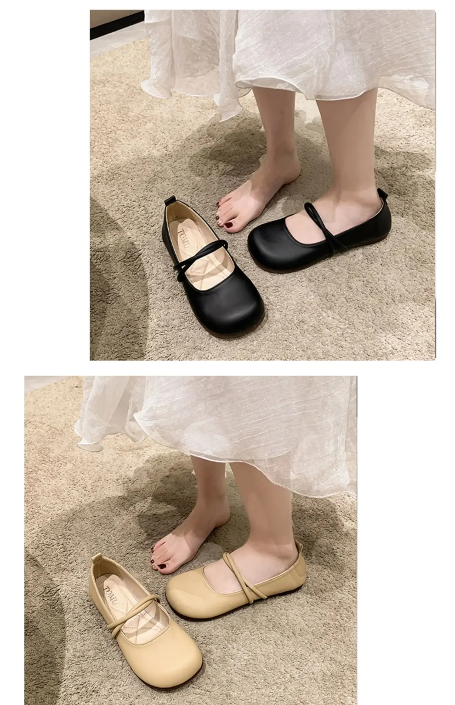 Shoes Woman Casual Female Sneakers Soft All-Match Shallow Mouth Flats Round Toe New Moccasin Grandma Summer Dress Mary Jane