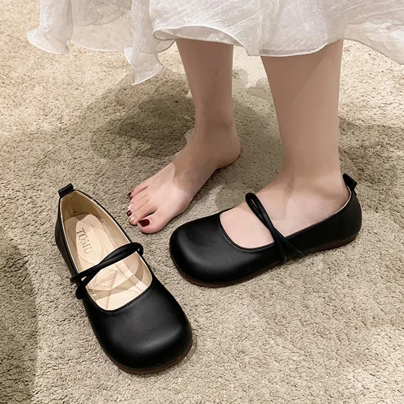 Shoes Woman Casual Female Sneakers Soft All-Match Shallow Mouth Flats Round Toe New Moccasin Grandma Summer Dress Mary Jane