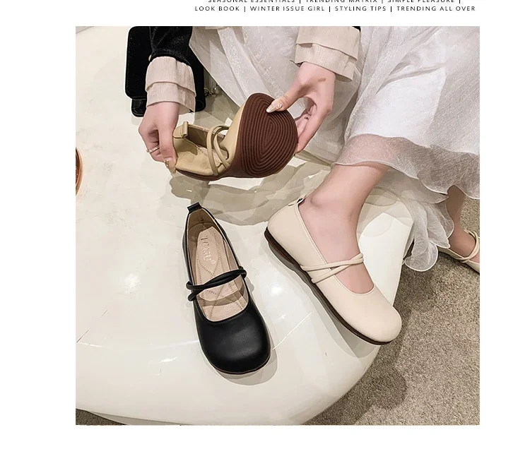 Shoes Woman Casual Female Sneakers Soft All-Match Shallow Mouth Flats Round Toe New Moccasin Grandma Summer Dress Mary Jane