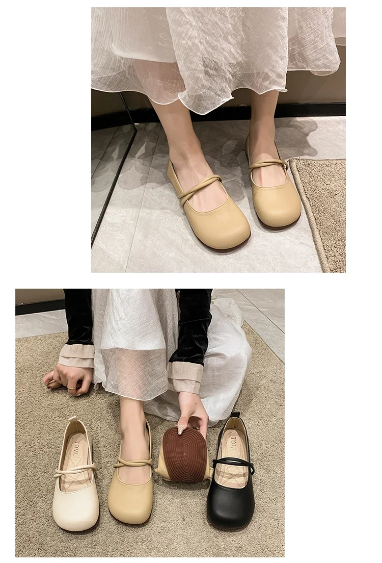 Shoes Woman Casual Female Sneakers Soft All-Match Shallow Mouth Flats Round Toe New Moccasin Grandma Summer Dress Mary Jane