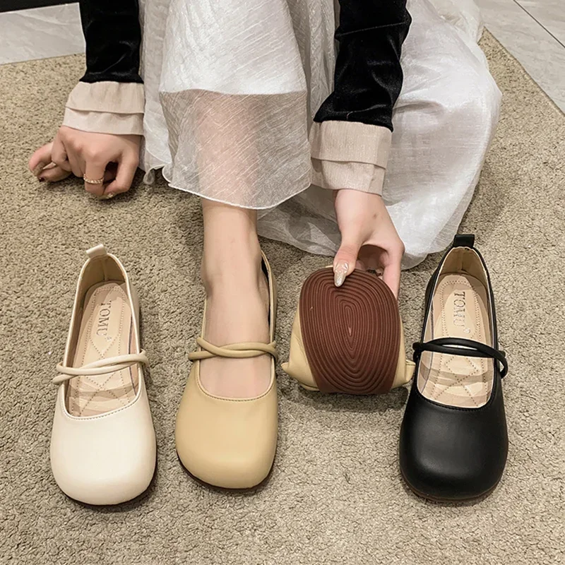 Shoes Woman Casual Female Sneakers Soft All-Match Shallow Mouth Flats Round Toe New Moccasin Grandma Summer Dress Mary Jane