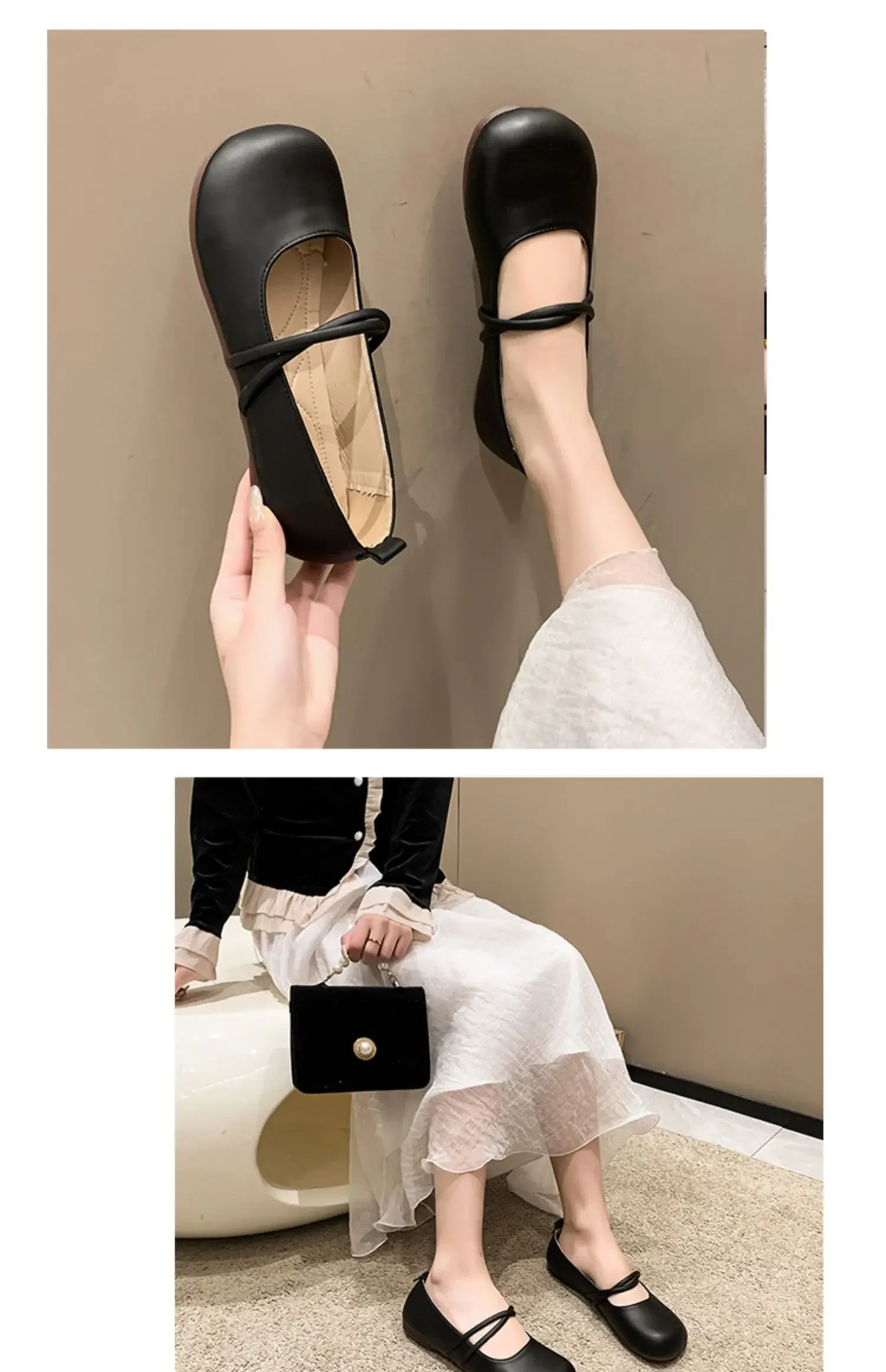 Shoes Woman Casual Female Sneakers Soft All-Match Shallow Mouth Flats Round Toe New Moccasin Grandma Summer Dress Mary Jane