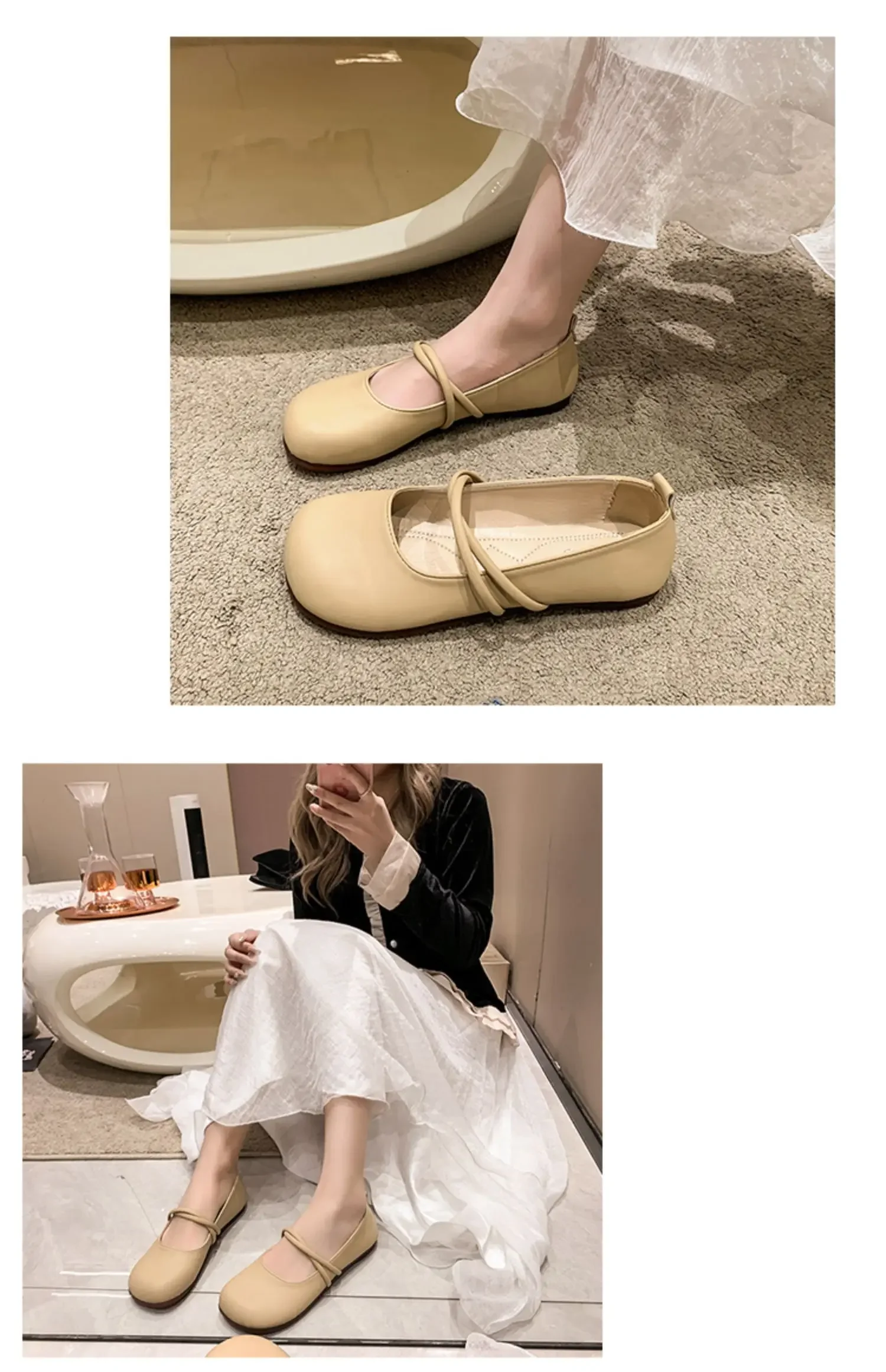 Shoes Woman Casual Female Sneakers Soft All-Match Shallow Mouth Flats Round Toe New Moccasin Grandma Summer Dress Mary Jane
