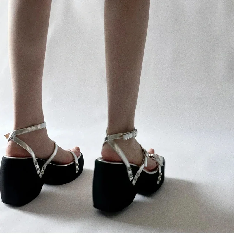 Narrow Band Platform Women Silvery Sandals Casual Shoes Summers Party Dress Wedges Heel Sandalias Narrow Band Platform Women Silvery Sandals Casual Shoes Summers Party Dress Wedges Heel Sandalias