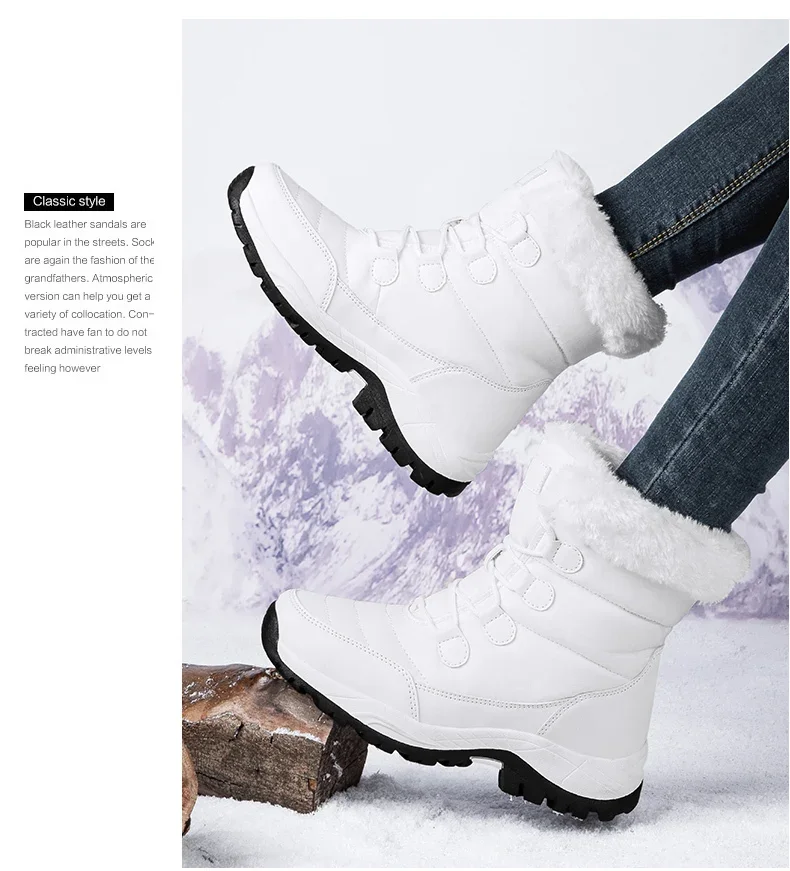 Winter Women's Snow Boots High Top Plus Velvet Women's Cotton Shoes Outdoor Warm Casual Shoes Comfortable Non-slip Hiking Boots