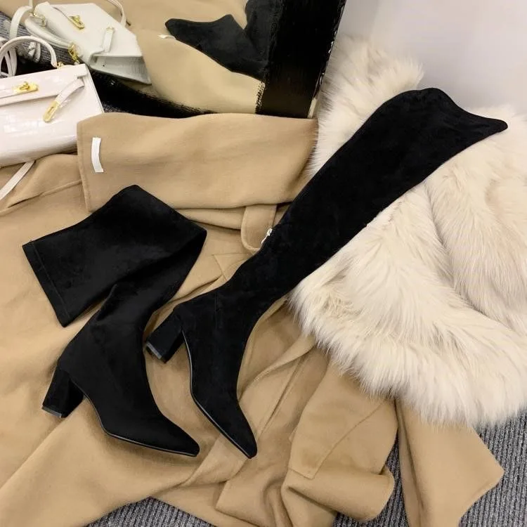 Sexy High Boots Women Winter New Fashion Over The Knee Warm Botas Mujer Suede Back Zipper Pumps Sock Shoes High Heels Boots Sexy High Boots Women Winter New Fashion Over The Knee Warm Botas Mujer Suede Back Zipper Pumps Sock Shoes High Heels Boots