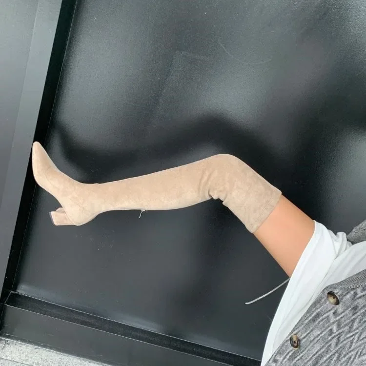 Sexy High Boots Women Winter New Fashion Over The Knee Warm Botas Mujer Suede Back Zipper Pumps Sock Shoes High Heels Boots Sexy High Boots Women Winter New Fashion Over The Knee Warm Botas Mujer Suede Back Zipper Pumps Sock Shoes High Heels Boots