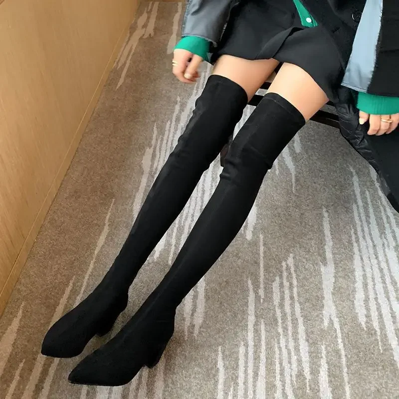 Sexy High Boots Women Winter New Fashion Over The Knee Warm Botas Mujer Suede Back Zipper Pumps Sock Shoes High Heels Boots Sexy High Boots Women Winter New Fashion Over The Knee Warm Botas Mujer Suede Back Zipper Pumps Sock Shoes High Heels Boots