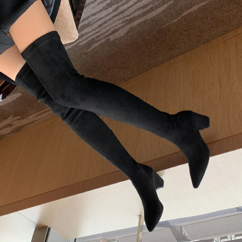 Sexy High Boots Women Winter New Fashion Over The Knee Warm Botas Mujer Suede Back Zipper Pumps Sock Shoes High Heels Boots Sexy High Boots Women Winter New Fashion Over The Knee Warm Botas Mujer Suede Back Zipper Pumps Sock Shoes High Heels Boots