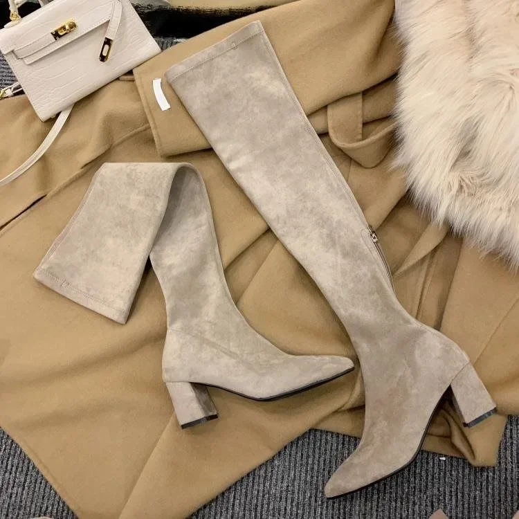 Sexy High Boots Women Winter New Fashion Over The Knee Warm Botas Mujer Suede Back Zipper Pumps Sock Shoes High Heels Boots Sexy High Boots Women Winter New Fashion Over The Knee Warm Botas Mujer Suede Back Zipper Pumps Sock Shoes High Heels Boots