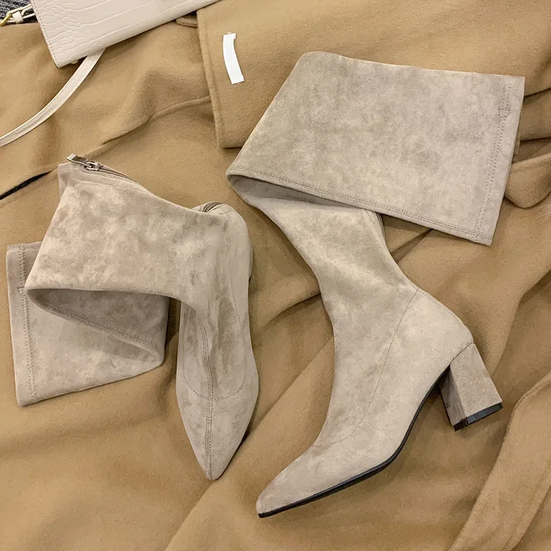 Sexy High Boots Women Winter New Fashion Over The Knee Warm Botas Mujer Suede Back Zipper Pumps Sock Shoes High Heels Boots Sexy High Boots Women Winter New Fashion Over The Knee Warm Botas Mujer Suede Back Zipper Pumps Sock Shoes High Heels Boots
