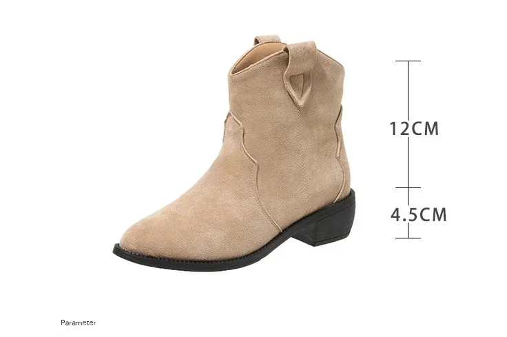 4.5cm High Heel Boots Soft Suede Solid Color Women Autumn Shoes Mid-Calf Breathtable Motorcycle Boots Plus Size 43 4.5cm High Heel Boots Soft Suede Solid Color Women Autumn Shoes Mid-Calf Breathtable Motorcycle Boots Plus Size 43