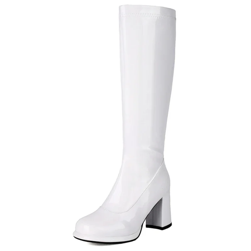 Women's Knee High Boots Leather Sexy Zipper Winter Shoes Black Gold Red Heeled Long Chelsea Boot Ladies Large Size Women's Knee High Boots Leather Sexy Zipper Winter Shoes Black Gold Red Heeled Long Chelsea Boot Ladies Large Size