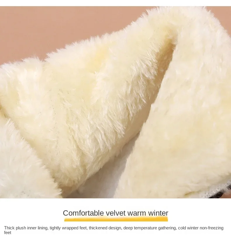 Mother Shoes Cotton Shoes Middle-aged Winter Warm Non-slip Soft Soled Ankle Boots Elderly Women's Shoes Plus Velvet Leather Shoe