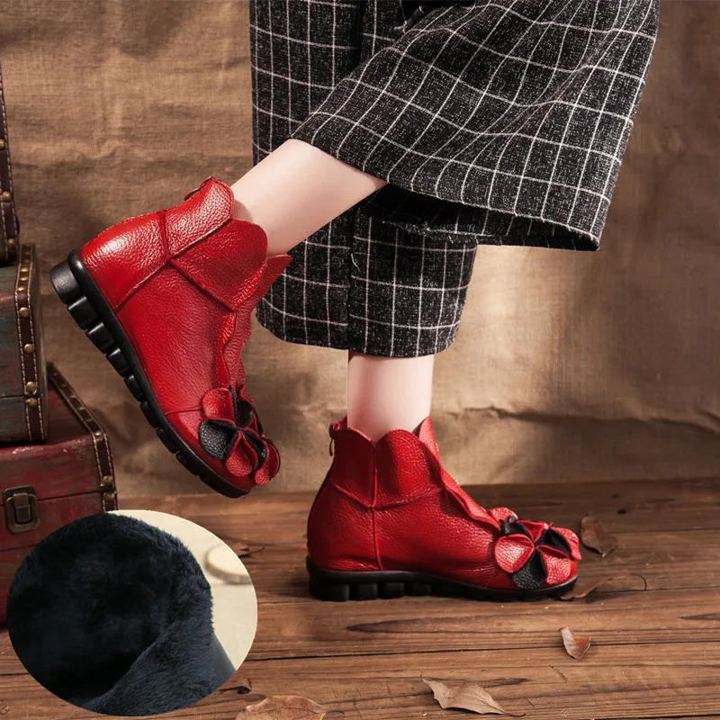 New Women Leather Shoes Leisure Middle Tube Short Boots Fashion National Wind Women Dance Shoes Manual Soft Sole Shoes