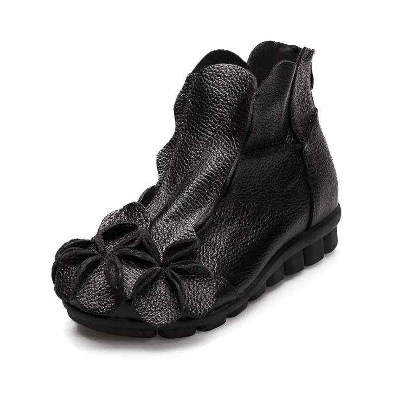 New Women Leather Shoes Leisure Middle Tube Short Boots Fashion National Wind Women Dance Shoes Manual Soft Sole Shoes