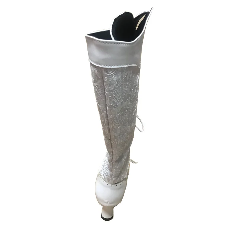 Retro Women Boots Autumn Winter Sexy Shoes Woman Lace-up Pointed Toe Low Heels Mid-calf Boots for Women Custom 34-43