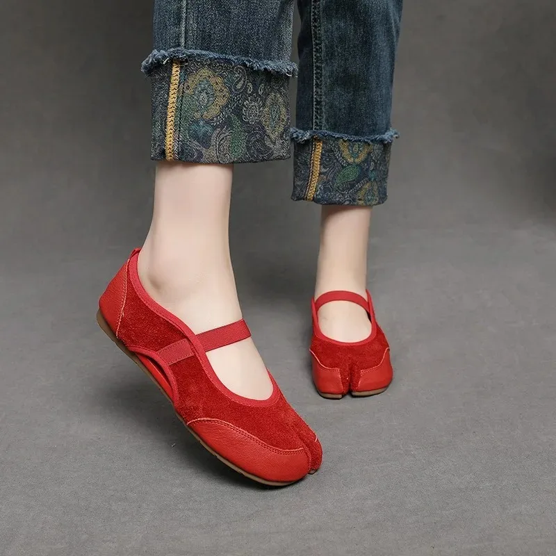 Cross Strap Tabi Hollow Flat Shoes Women Mary Jane Slip-on Split Toe Ballet Flats Trainers 2025 Summer Outdoor Walking Sneakers