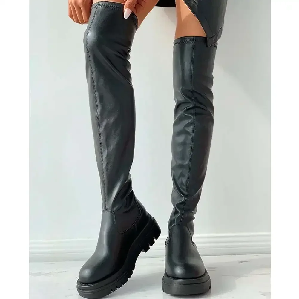 New Female Platform Thigh High Boots Fashion Slim Chunky Heels Over The Knee Boots Women Party Shoes Woman