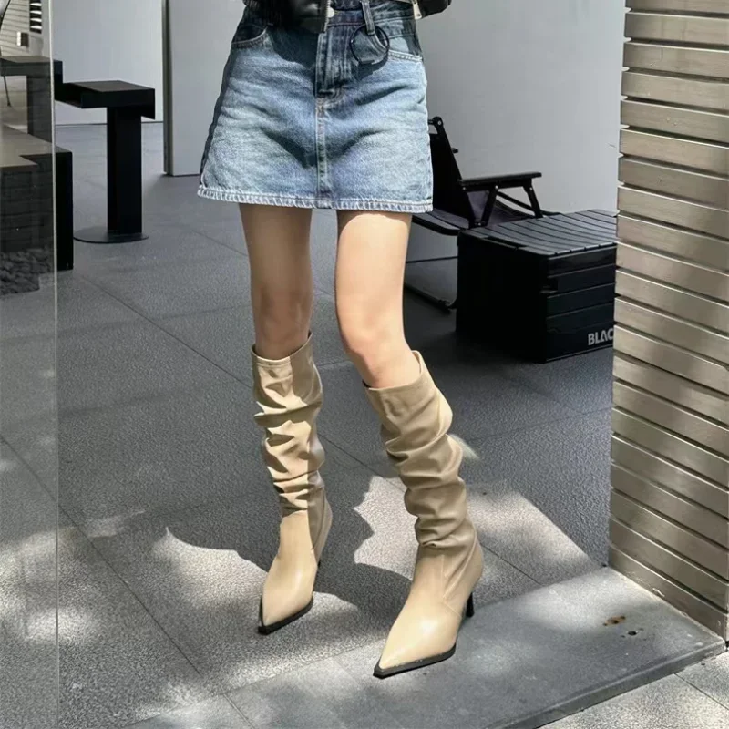 Sexy Winter Women High Boots Fashion Pointed Toe Stiletto Heel Long Boots Ladies Elegant Knee High Boots Shoes Sexy Winter Women High Boots Fashion Pointed Toe Stiletto Heel Long Boots Ladies Elegant Knee High Boots Shoes