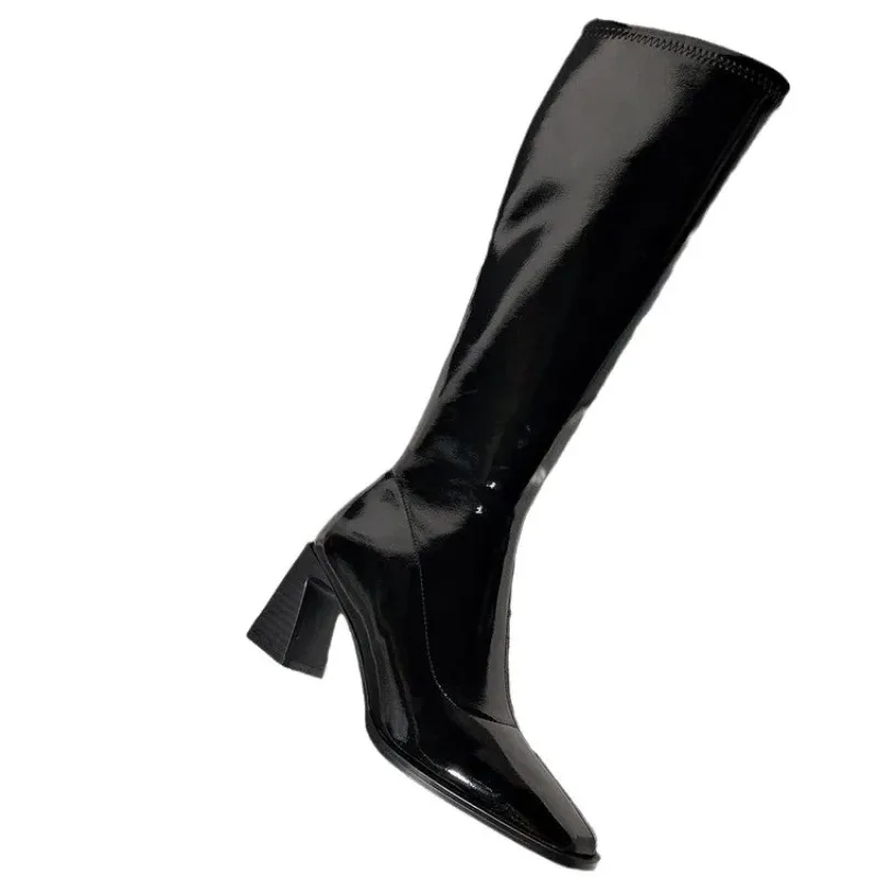 Women's PU Boots Boots-Women Luxury Designer Sexy Thigh High Heels High Sexy Female Shoes Zipper Winter