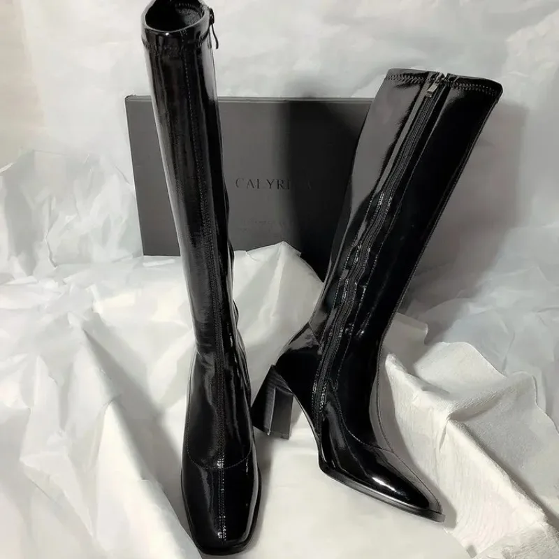 Women's PU Boots Boots-Women Luxury Designer Sexy Thigh High Heels High Sexy Female Shoes Zipper Winter
