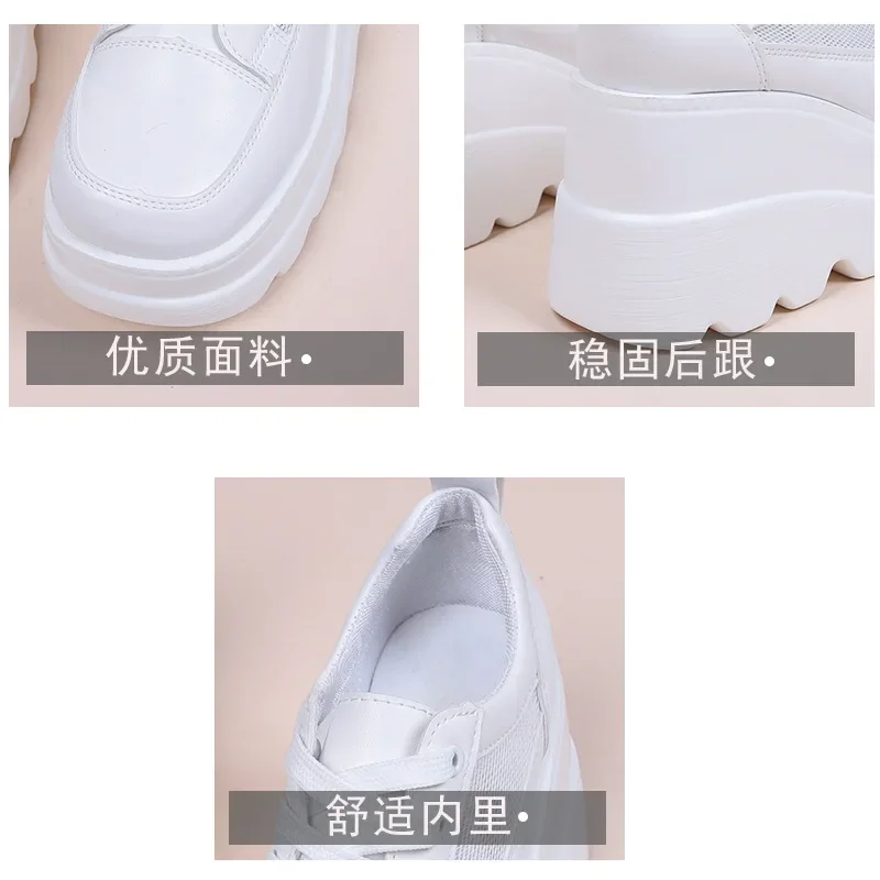 White Wedge Sneakers Shoes Platform Breathable Hollow Shoes Chunky Platform Heel Pumps Shoes Women Heels Zapatillas Mujer Tenis