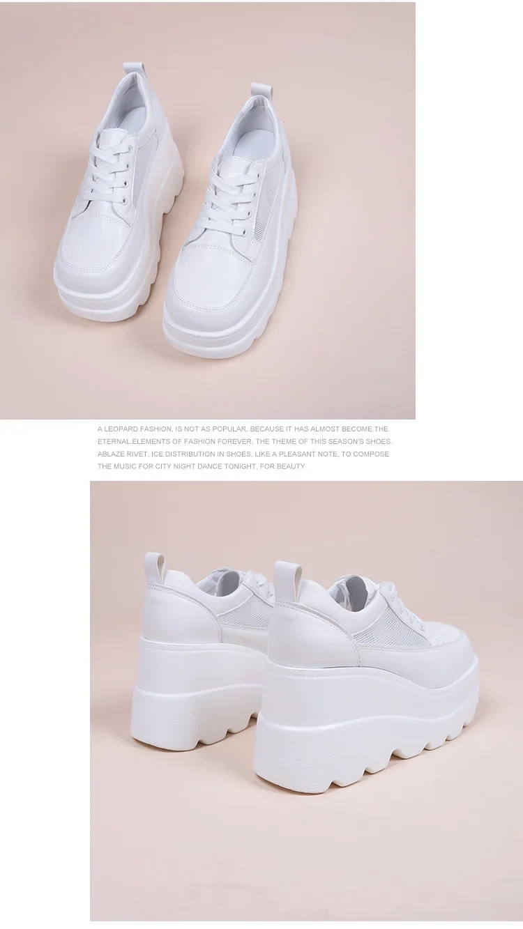 White Wedge Sneakers Shoes Platform Breathable Hollow Shoes Chunky Platform Heel Pumps Shoes Women Heels Zapatillas Mujer Tenis