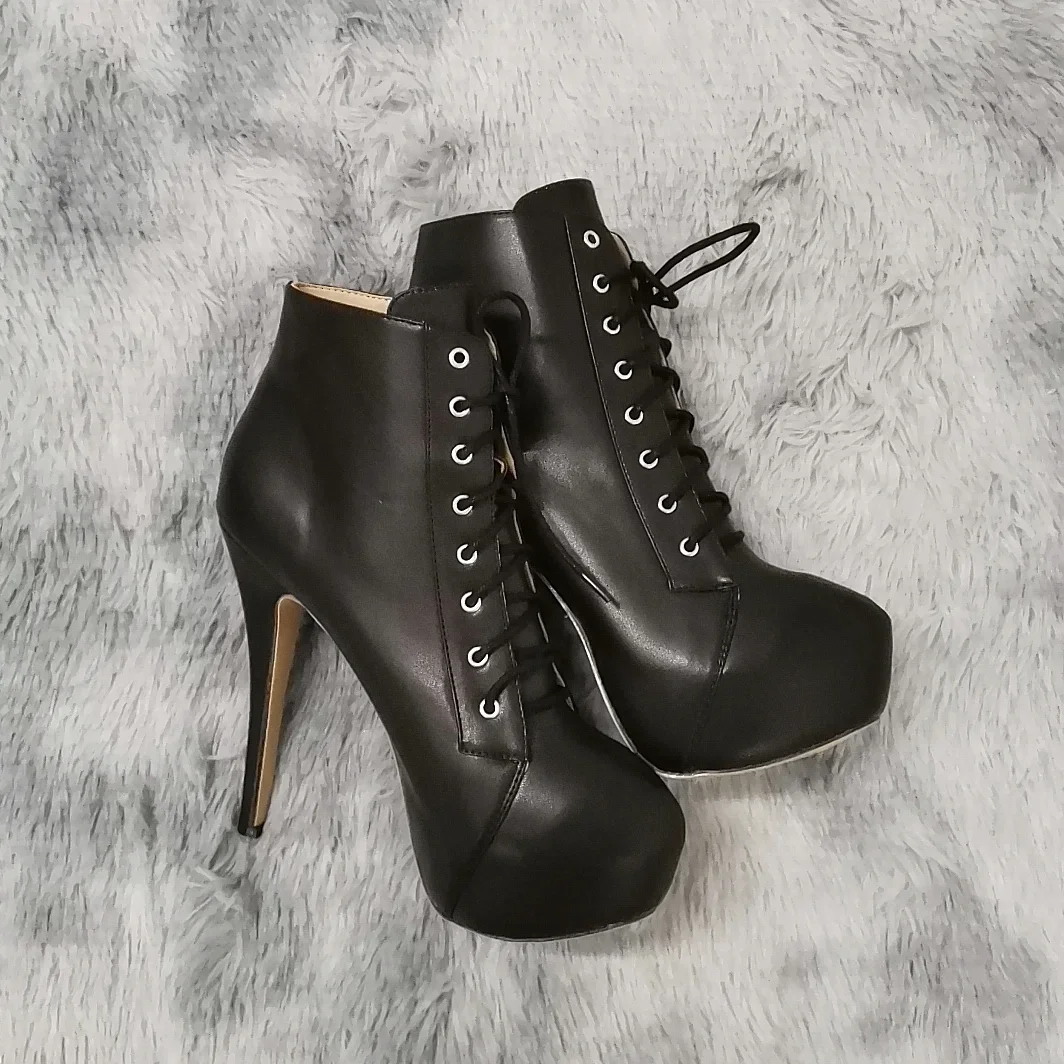 Women Ankle Boots Stilettos Autumn Winter Round Toe Pole Dance Sexy High Heels Pumps Fashion Zip Lace-Up Female Shoes Large Size Women Ankle Boots Stilettos Autumn Winter Round Toe Pole Dance Sexy High Heels Pumps Fashion Zip Lace-Up Female Shoes Large Size