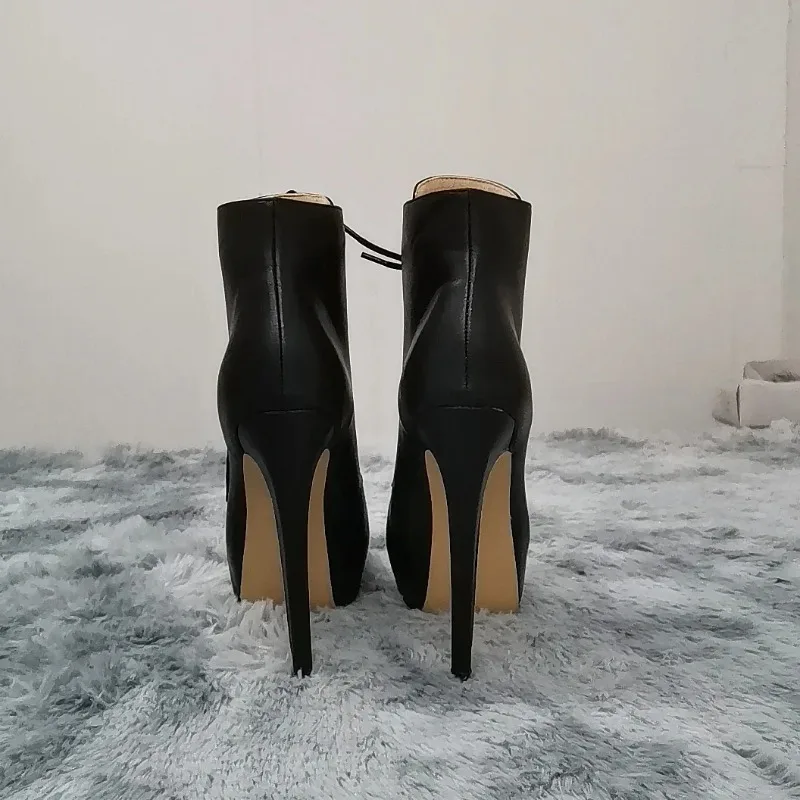 Women Ankle Boots Stilettos Autumn Winter Round Toe Pole Dance Sexy High Heels Pumps Fashion Zip Lace-Up Female Shoes Large Size Women Ankle Boots Stilettos Autumn Winter Round Toe Pole Dance Sexy High Heels Pumps Fashion Zip Lace-Up Female Shoes Large Size