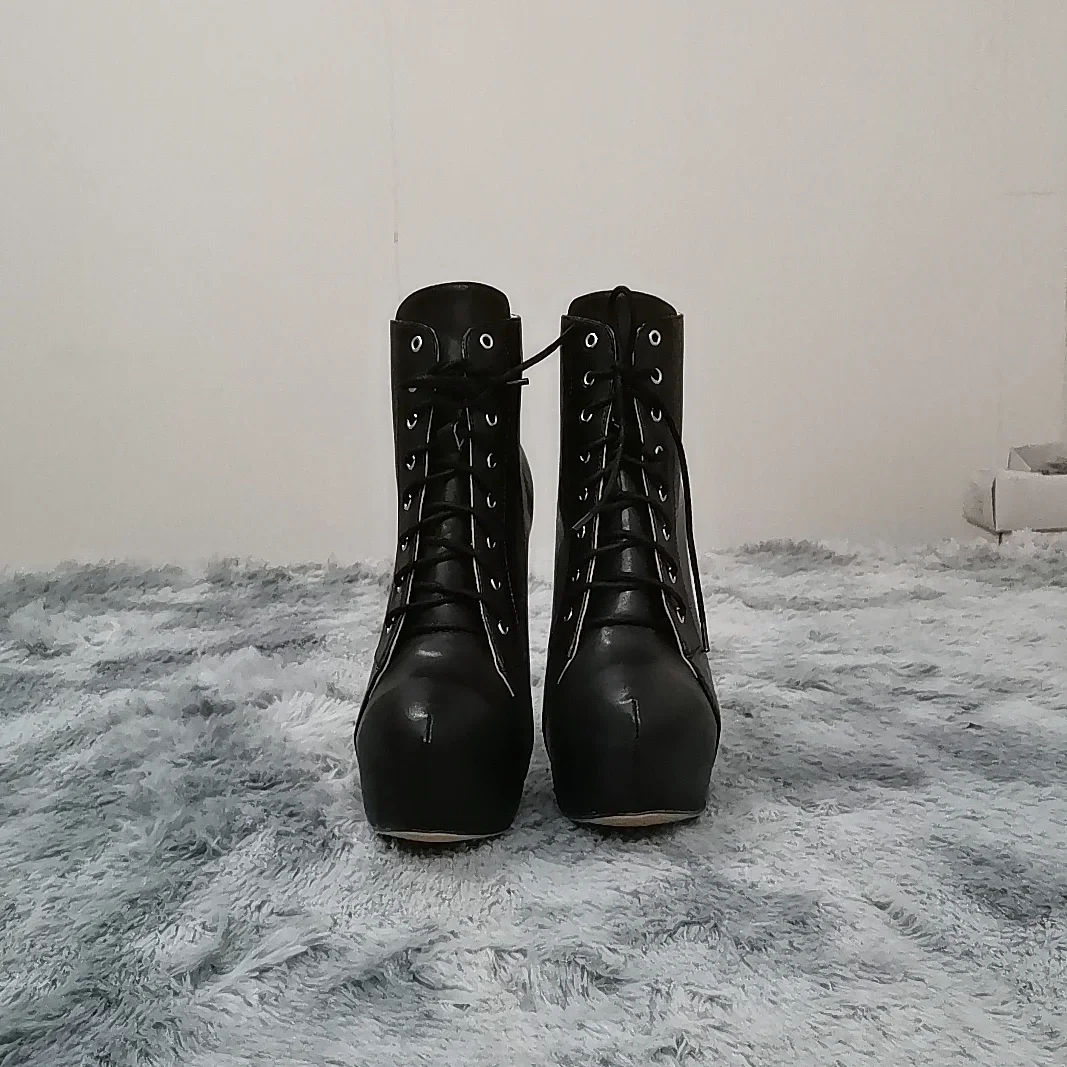 Women Ankle Boots Stilettos Autumn Winter Round Toe Pole Dance Sexy High Heels Pumps Fashion Zip Lace-Up Female Shoes Large Size Women Ankle Boots Stilettos Autumn Winter Round Toe Pole Dance Sexy High Heels Pumps Fashion Zip Lace-Up Female Shoes Large Size