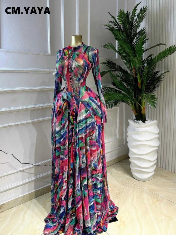 CM.YAYA Women O-neck Long Sleeve Big Swing Tie Dye Print Long Dress 2026 Sexy Parties Evening Vacation Maxi Dresses Vestidos CM.YAYA Women O-neck Long Sleeve Big Swing Tie Dye Print Long Dress 2026 Sexy Parties Evening Vacation Maxi Dresses Vestidos