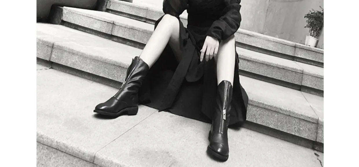 Retro Boots Women's Round Toe Mid-Calf Ort Boot Winter Warm Low Heel Rubber Outsole Leather Retro Boots Women's Round Toe Mid-Calf Ort Boot Winter Warm Low Heel Rubber Outsole Leather