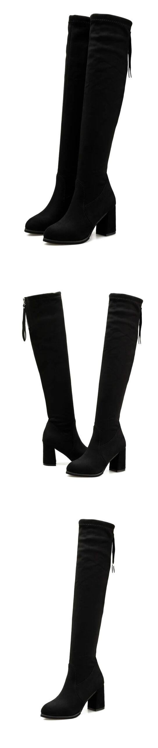 2023 Winter New Ladies Fashion Comfortable Plus Cotton Warm Boots Women Casual Sexy Flock Zip Black High Heel Black Boots Mujer 2023 Winter New Ladies Fashion Comfortable Plus Cotton Warm Boots Women Casual Sexy Flock Zip Black High Heel Black Boots Mujer