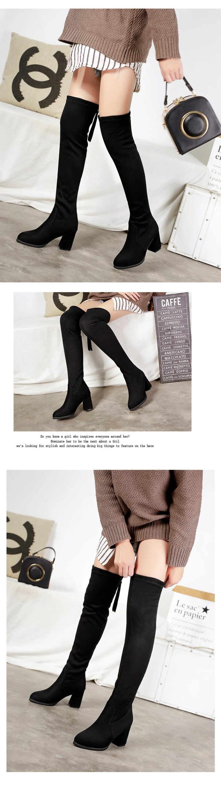 2023 Winter New Ladies Fashion Comfortable Plus Cotton Warm Boots Women Casual Sexy Flock Zip Black High Heel Black Boots Mujer 2023 Winter New Ladies Fashion Comfortable Plus Cotton Warm Boots Women Casual Sexy Flock Zip Black High Heel Black Boots Mujer