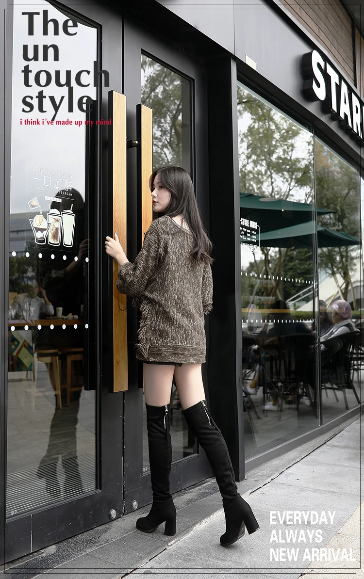 2023 Winter New Ladies Fashion Comfortable Plus Cotton Warm Boots Women Casual Sexy Flock Zip Black High Heel Black Boots Mujer 2023 Winter New Ladies Fashion Comfortable Plus Cotton Warm Boots Women Casual Sexy Flock Zip Black High Heel Black Boots Mujer