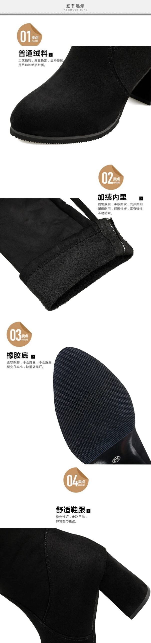 2023 Winter New Ladies Fashion Comfortable Plus Cotton Warm Boots Women Casual Sexy Flock Zip Black High Heel Black Boots Mujer 2023 Winter New Ladies Fashion Comfortable Plus Cotton Warm Boots Women Casual Sexy Flock Zip Black High Heel Black Boots Mujer