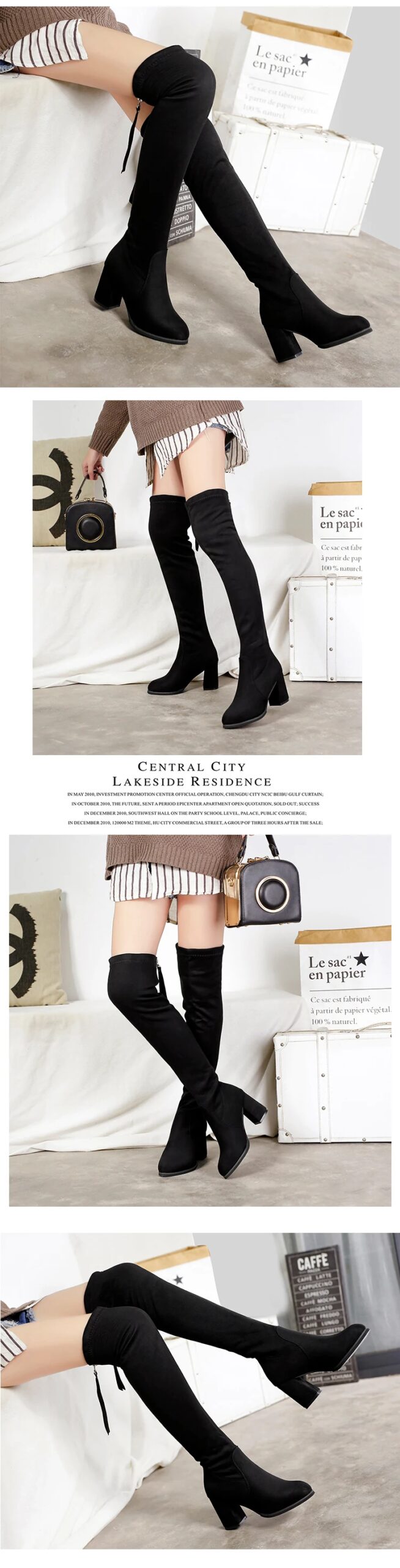 2023 Winter New Ladies Fashion Comfortable Plus Cotton Warm Boots Women Casual Sexy Flock Zip Black High Heel Black Boots Mujer 2023 Winter New Ladies Fashion Comfortable Plus Cotton Warm Boots Women Casual Sexy Flock Zip Black High Heel Black Boots Mujer