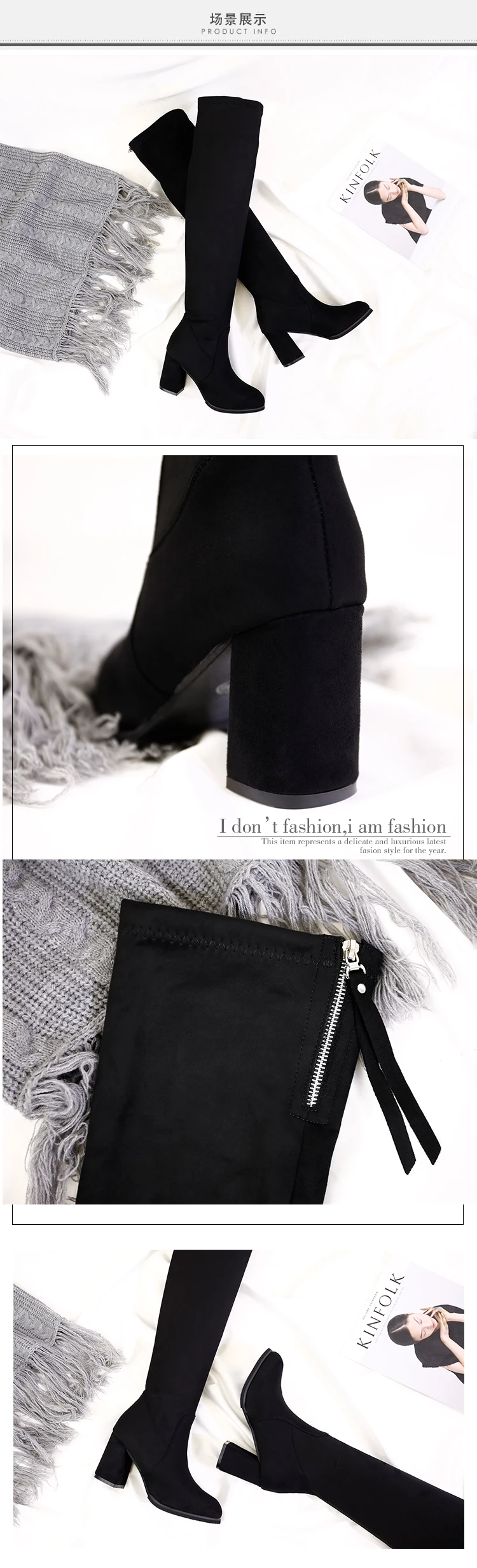 2023 Winter New Ladies Fashion Comfortable Plus Cotton Warm Boots Women Casual Sexy Flock Zip Black High Heel Black Boots Mujer 2023 Winter New Ladies Fashion Comfortable Plus Cotton Warm Boots Women Casual Sexy Flock Zip Black High Heel Black Boots Mujer