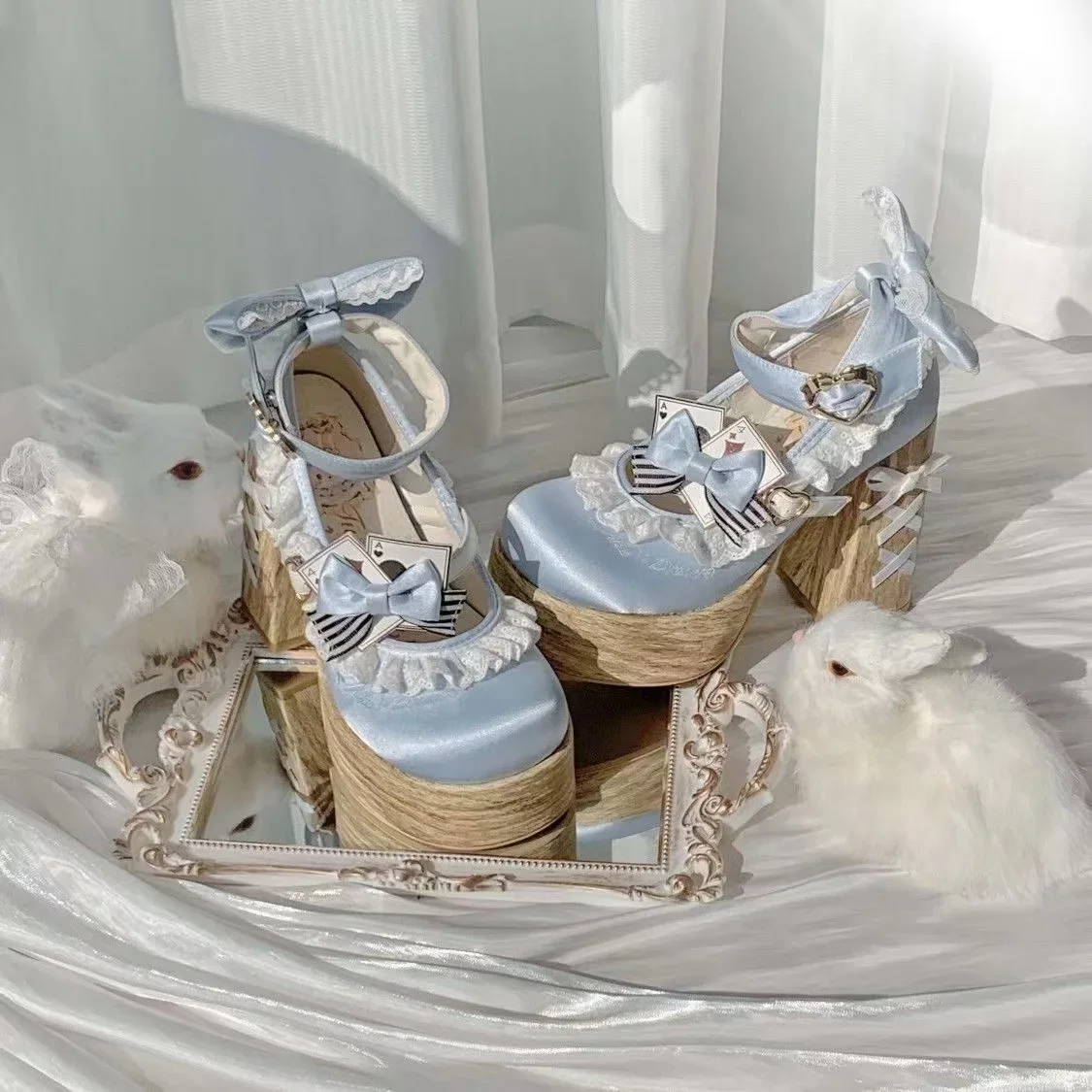 Lolita High Heels Ultra High Waterproof Platform Cute Girls Oes Faionable Comfortable Loers