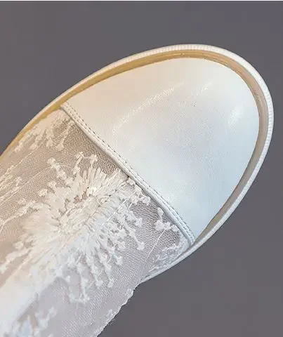 Summer Women 10cm High Boots Long and Tube-shaped Embroidered Black Boots Mesh Thick Soles Fashion Female Platform Shoes New