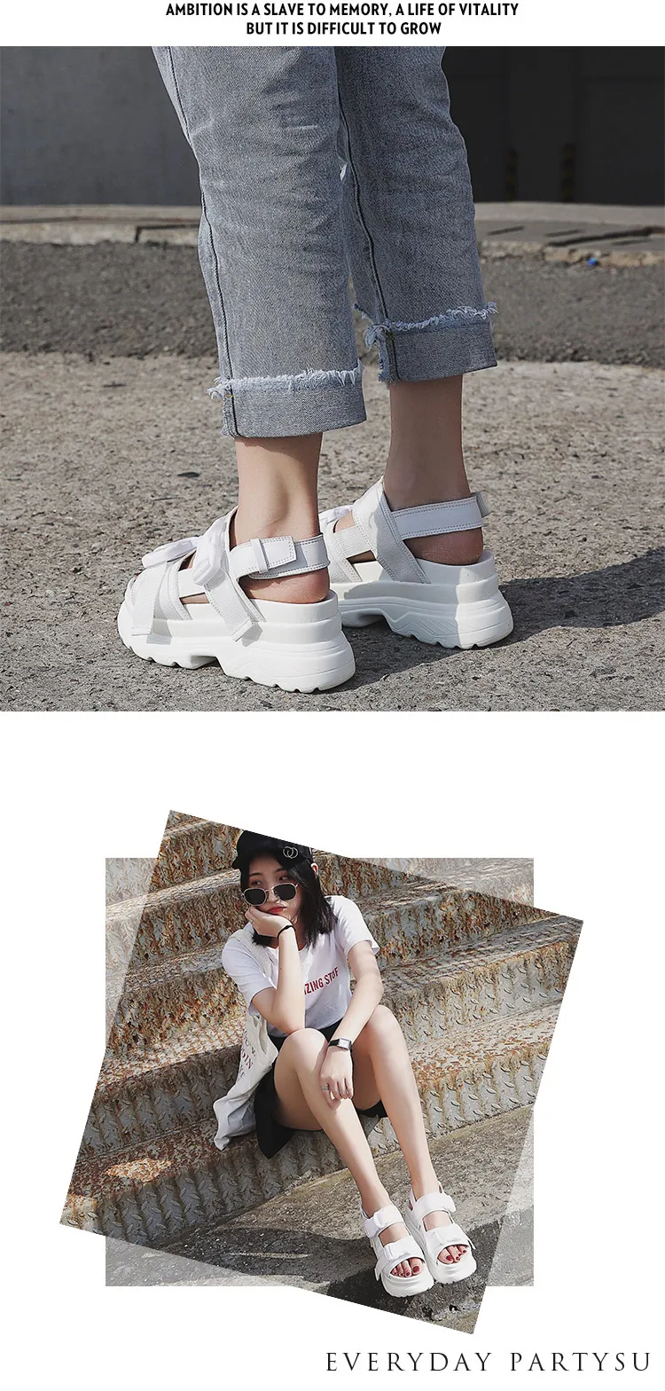 Summer Women Sandals Buckle Design Black White Platform Sandals Comfortable Women Thick Sole Beach Shoes Sport Sandalias Mujer