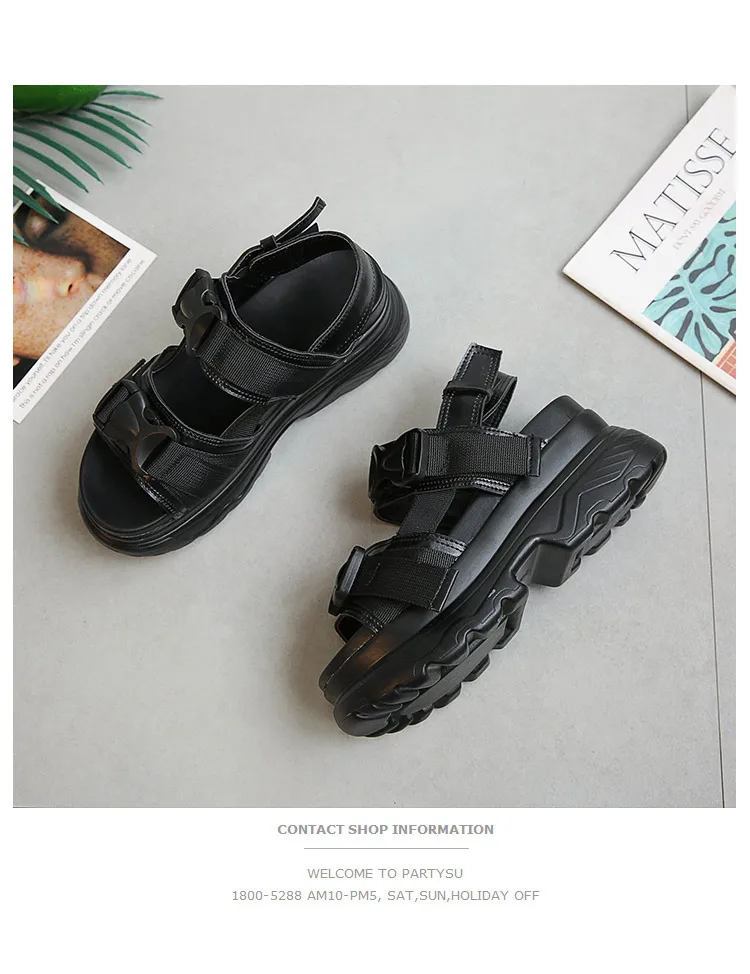 Summer Women Sandals Buckle Design Black White Platform Sandals Comfortable Women Thick Sole Beach Shoes Sport Sandalias Mujer